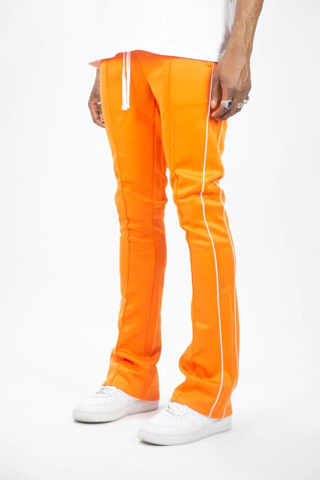 Rebel Mind Orange Stacked Track Pants - Front View
