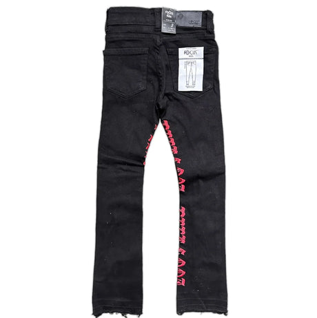Focus - Kids Jeans - Feel Good Stacked - Black / Red