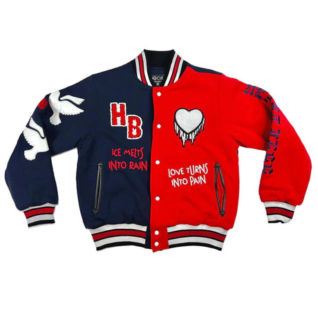 Focus - Fleece Varsity Jacket - No Love - Red / Navy
