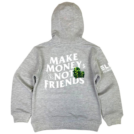 Elite- Kids- Hoodie - Make Money Not Friend - Grey