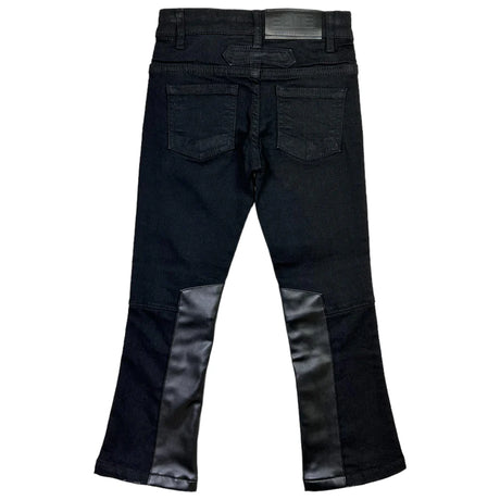 Elite- Kids- Denim jeans Leather - Black