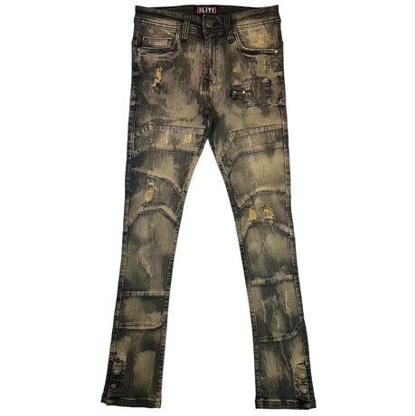 Elite- Jeans - Stacked - Cream Wash