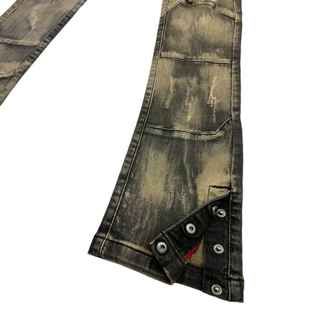 Elite- Jeans - Stacked - Cream Wash