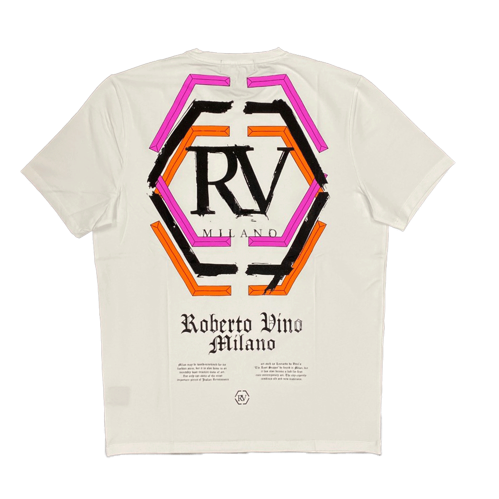 ROBERTO VINO MILANO - T-Shirt - Silicon Multi - White / Pink