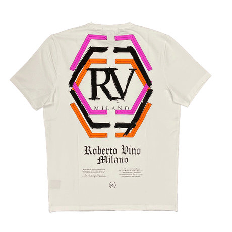 ROBERTO VINO MILANO - T-Shirt - Silicon Multi - White / Pink