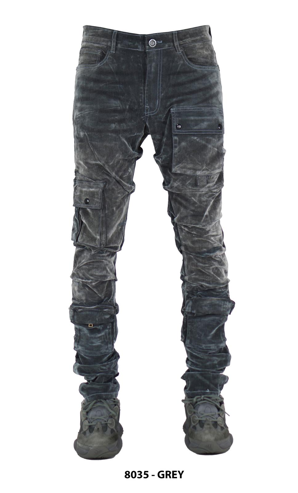 FOCUS CARGO FLOCKED STACKED JEANS MULTI COLORS