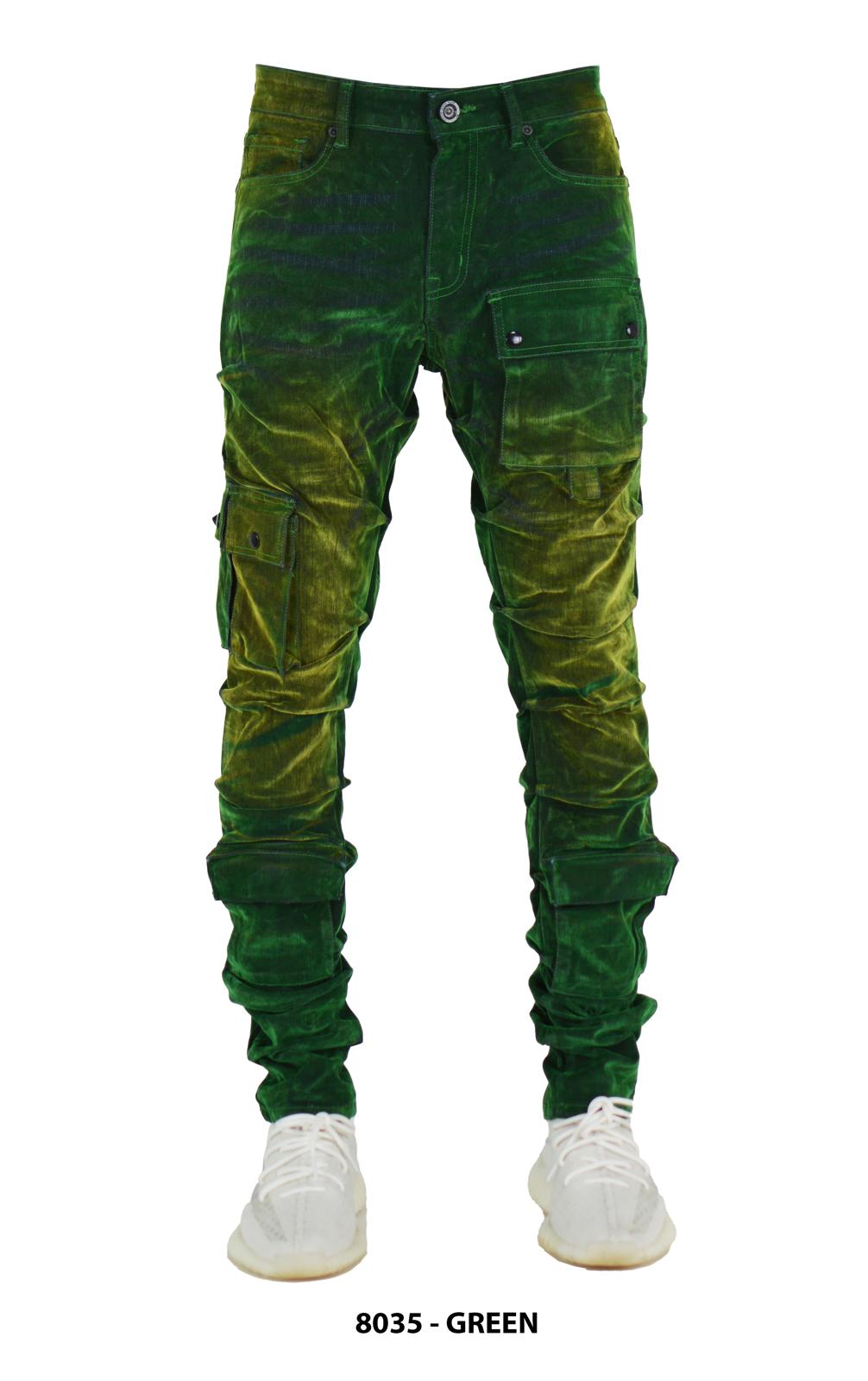 FOCUS CARGO FLOCKED STACKED JEANS MULTI COLORS