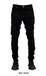 FOCUS CARGO FLOCKED STACKED JEANS MULTI COLORS