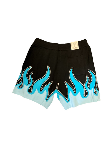 Black Streetwear Shorts with Flame