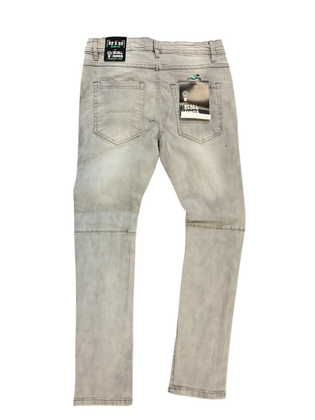 Rebel Minds - Ripped and Repaired Jeans - Slim Fit - Grey