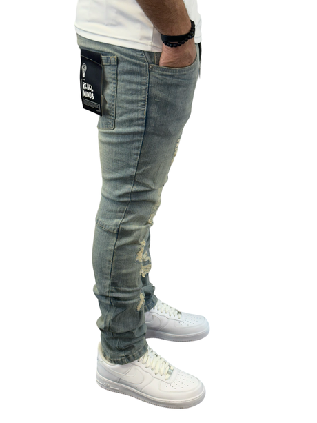 Rebel Minds - Ripped and Repaired Jeans - Slim Fit - Vintage