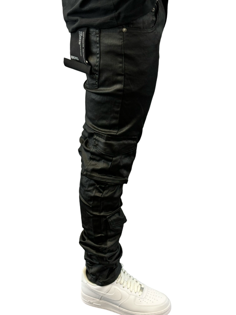 Kindred - Skinny Cargo Wax Jeans - Black
