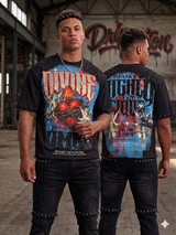 Undrtd Divine Studded Rhinestone 3/4 Sleeve Legacy Prem T-Shirt Black