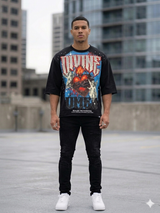 Undrtd Divine Studded Rhinestone 3/4 Sleeve Legacy Prem T-Shirt Black