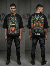 Undrtd Based in New York Rhinestone 3/4 Sleeve Legacy Prem T-Shirt Multi Colors