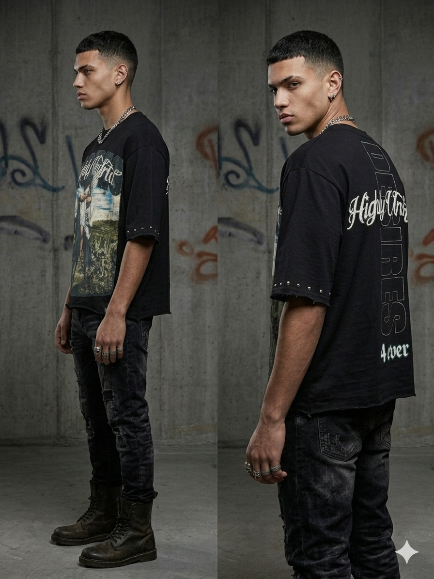 Undrtd Desires Rhinestone 3/4 Sleeve Legacy Prem T-Shirt Multi Colors