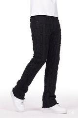 Focus Multi Layers Rhinestone Stacked Jeans Multi Colors