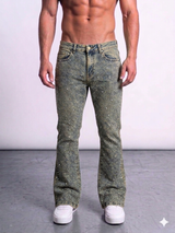 Focus Rhinestone Stud Stacked Jeans Multi Colors