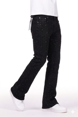 Focus Rhinestone Stud Stacked Jeans Multi Colors