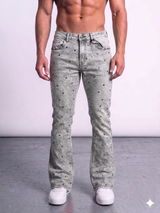 Focus Rhinestone Stud Stacked Jeans Multi Colors