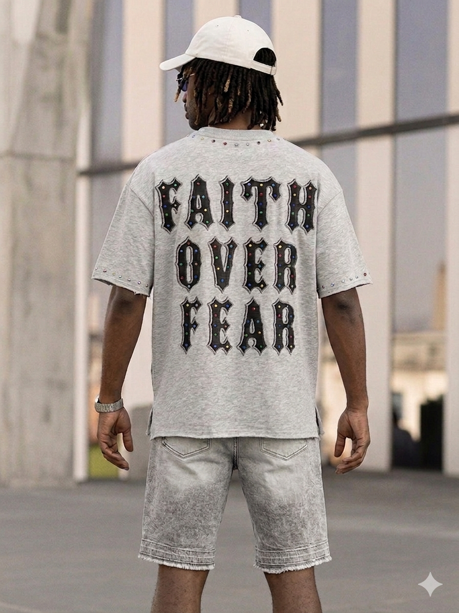 Focus Boxy Multi Stone Studded Saints T-Shirt Multi Colors