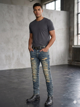 Focus Studded Slim Fit Jeans Multi Colors