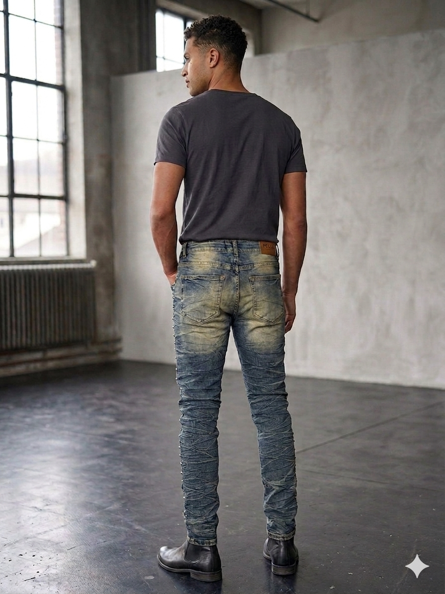 Focus Studded Slim Fit Jeans Multi Colors