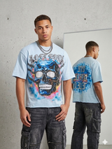 Focus Boxy Rhinestone Applique Lost Soul T-Shirt Multi Colors