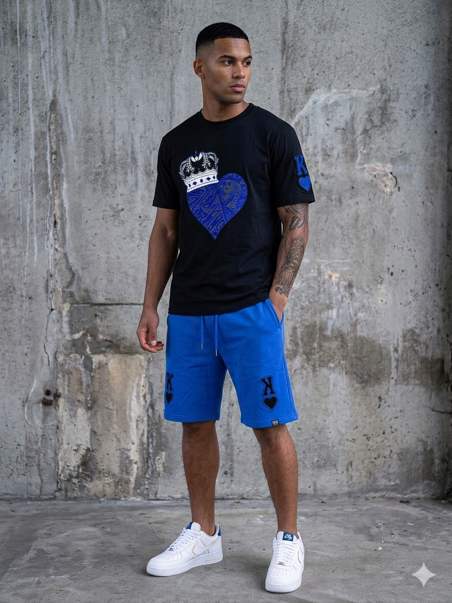 Denim City - Men Short Set - King Me - Black / Royal