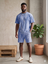 Rebel Minds Acid Washed Fleece Men Short Set Multi Colors