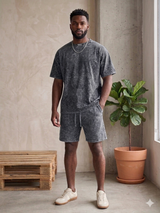 Rebel Minds Acid Washed Fleece Men Short Set Multi Colors
