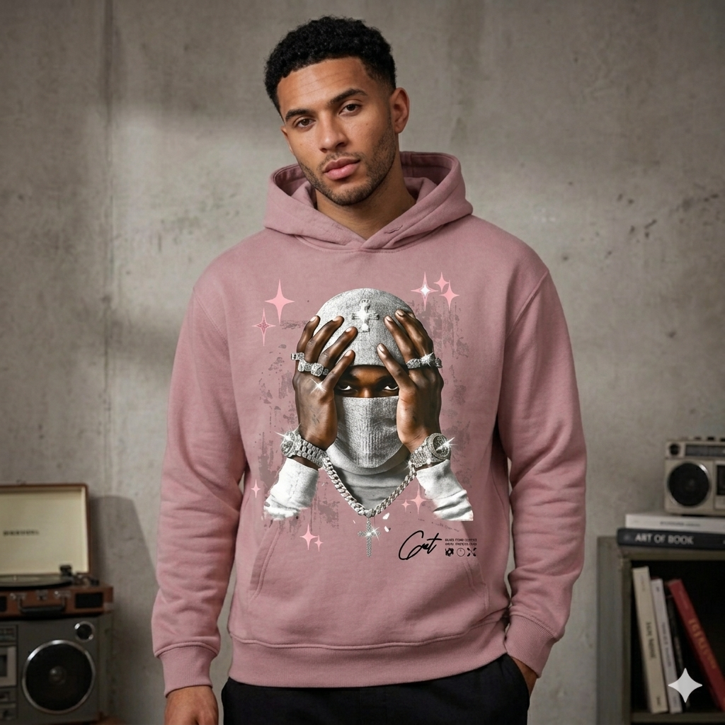 Forty Glitter Masked Man Fleece Hoodie Multi Colors