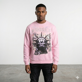 Forty Skull Rhinestone Crewneck Fleece Sweatshirt Multi Colors