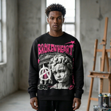 Forty Broken Heart Crewneck Fleece Sweatshirt Multi Colors