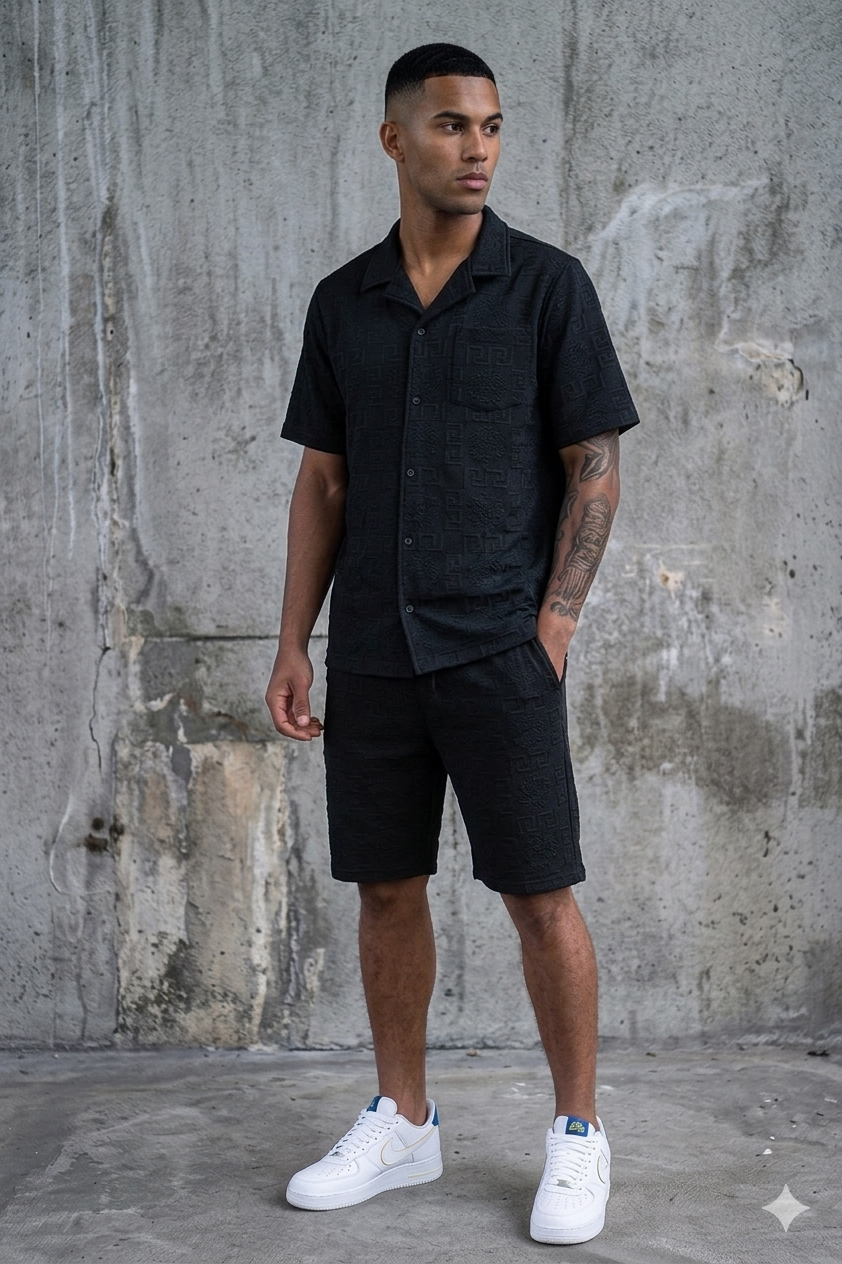 REBEL MINDS RS LION EMBOSSED SHORT SET