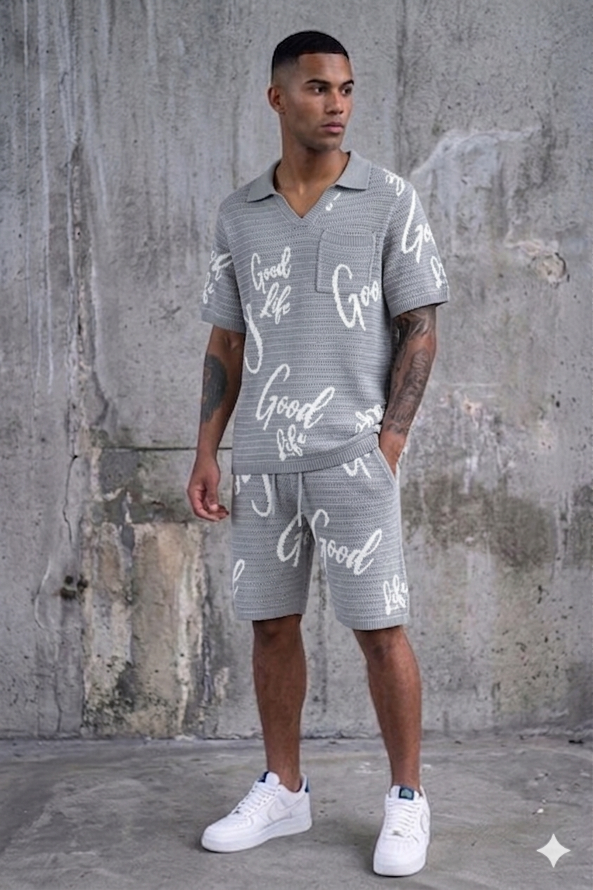 REBEL MINDS GOOD LIFE CROCHET POLO SHORT SET