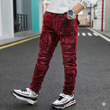 FOCUS KIDS VELVET CARGO FLOCKED SKINNY JEANS MULTI COLORS