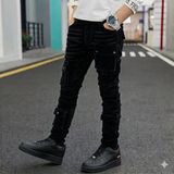 FOCUS KIDS VELVET CARGO FLOCKED SKINNY JEANS MULTI COLORS