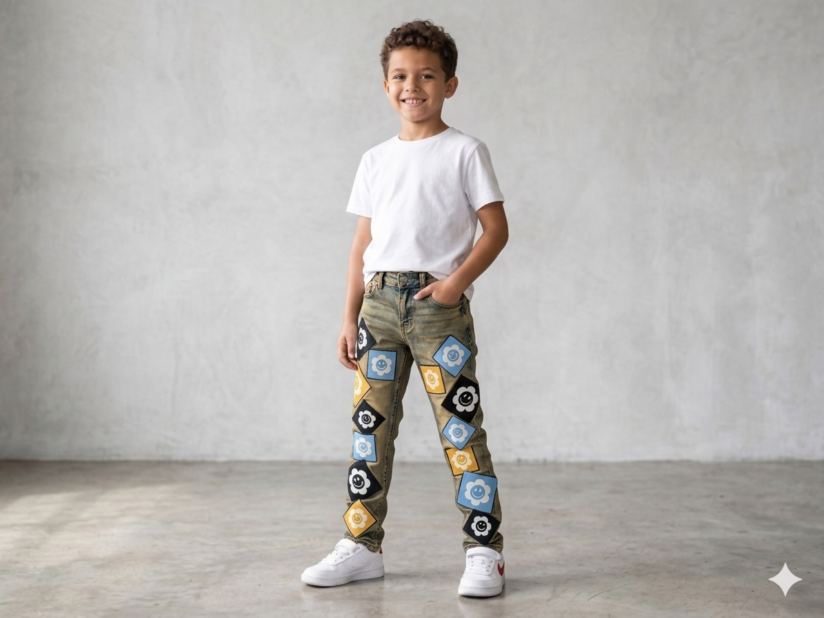 FOCUS CHENILLE KIDS JEANS MULTI PATCH MULTI COLORS