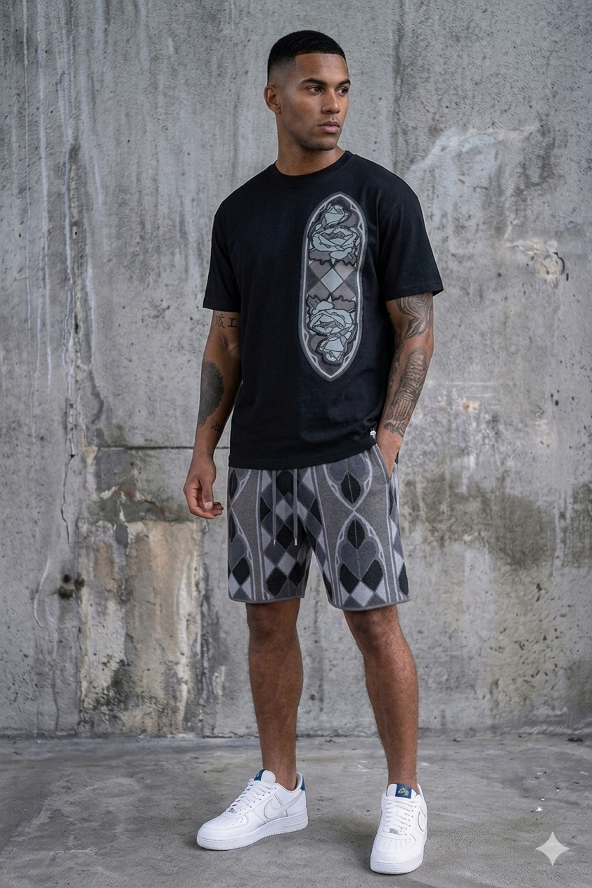 REBEL MINDS PEACE OF MIND SWEATER SHORT SET MULTI COLORS