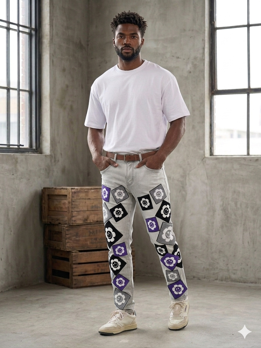 FOCUS CHENILLE JEANS MULTI PATCH MULTI COLORS