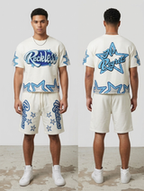 Focus Reckless Rhinestone French Terry Short Set Multi Colors