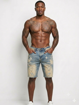 Focus Rip & Repair Jeans Short Multi Colors