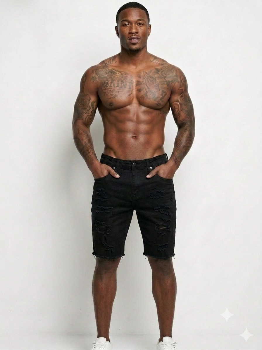 Focus Rip & Repair Jeans Short Multi Colors