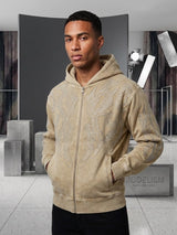 Pj Mark Tatto French Terry Acid Washed Zip up Hoodie Multi Colors