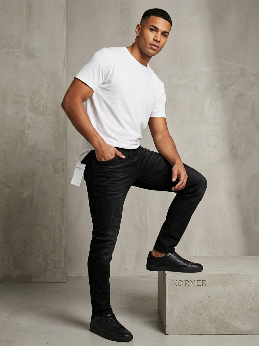 Pj Mark Pj Mark Wax Coated Skinny Fit Jeans Black