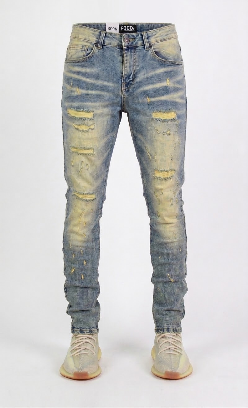 Focus Slim Fit Rip & Repair Jeans Multi Colors