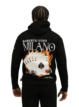 Roberto Vino Milano Burning Cards Hoodie Black