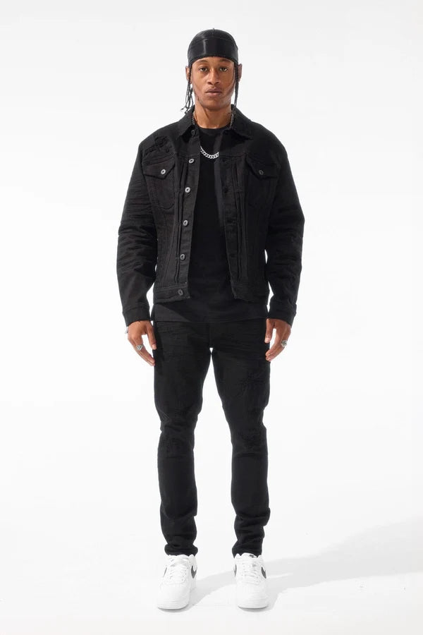 Jordan Craig Ross Skinny Jeans with Shreds Black