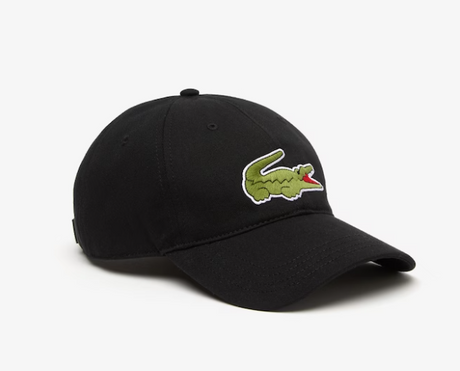 LACOSTE UNISEX ADJUSTABLE ORGANIC COTTON TWILL CAP BLACK